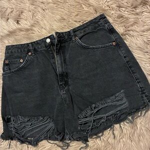 Black Distressed Denim Shorts